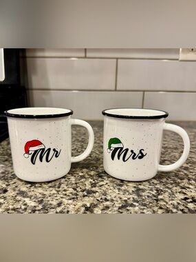 MAINEVENT Mr & Mrs Santa Hat Christmas Mugs Coffee Set of 2 Holiday Mugs 11oz